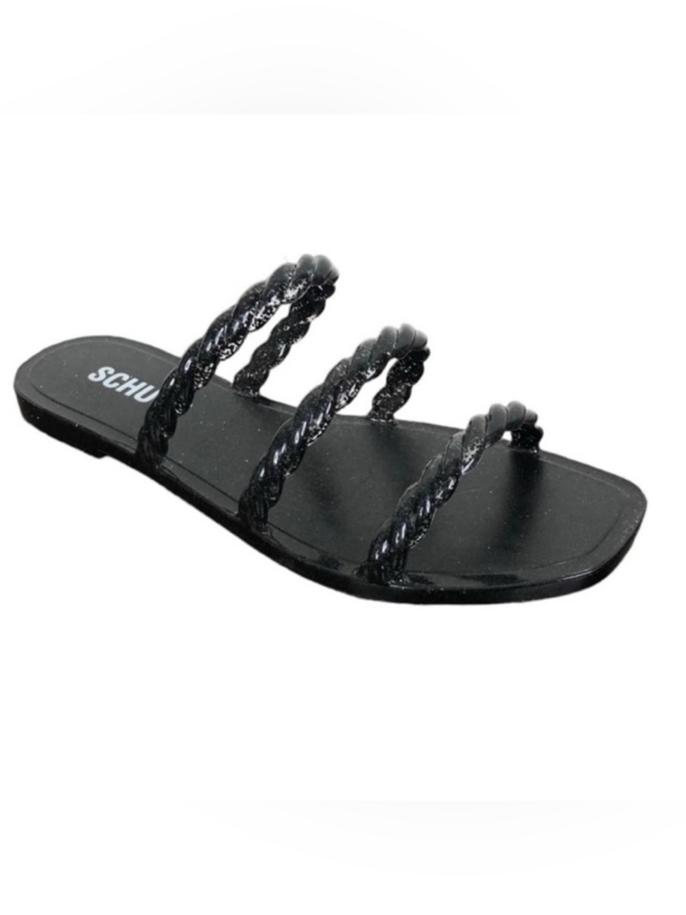 NWT SCHUTZ Black Diana Glitter Jelly Slide Sandal Sz.‎ 35/36 or a U.S. 6/7